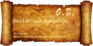 Oszlányi Damján névjegykártya